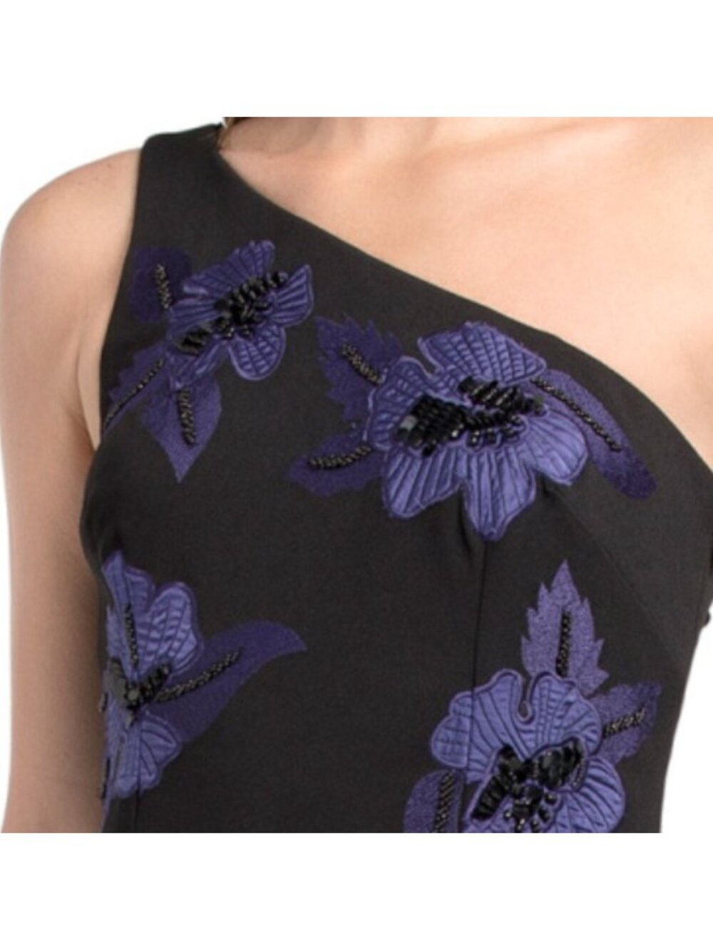 AIDAN MATTOX One Shoulder Floral Embellished Gown - Picture 3 of 5